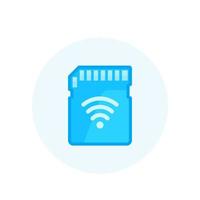 SD card icon, memory card with wi-fi, vector