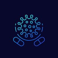 antibiotic resistance line icon with a virus vector