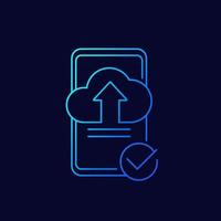 upload with phone linear icon vector