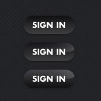 sign in, dark buttons for web vector