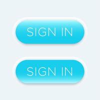 sign in blue buttons for websites, vector illustration