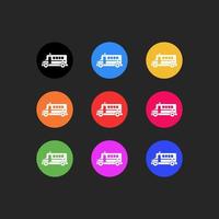 bus icon designed in solid style decorated with round background and preview multiple color options vector