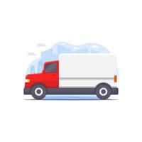 vector illustration delivery truck decorated with scenic illustration elements in the theme of delivery truck illustration in logistics