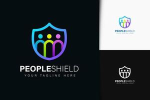 People shield logo design with gradient vector