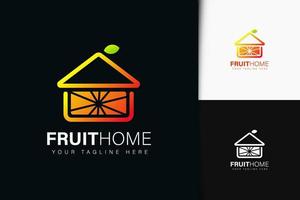 diseño de logotipo de casa de frutas con degradado vector