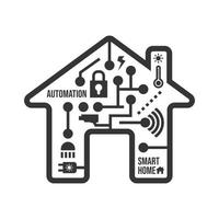 concepto de conceptos de tecnología de hogar inteligente forma de casa de línea con aplicación de automatización electrónica. vector