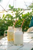 Coconut Smoothie Jar on table photo