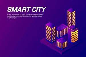 Isometric Future City. Real estate and construction industry concept vector