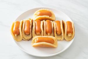 flat pancake roll with sausage photo