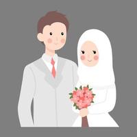 ilustración de boda de pareja musulmana vector