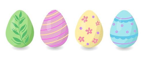 Easter eggs set. Multicoloured illustration for printing, greeting cards, posters, stickers, textile and seasonal design. Isolated on white background. vector