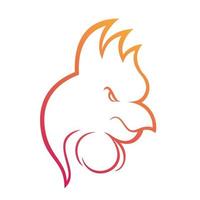 rooster logo, abstract outline on white, vector illustration