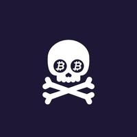 the Death of Bitcoin, vector illustration with skull and bones