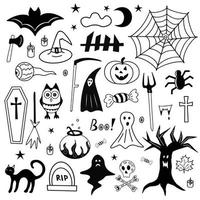 Collection of halloween icons. Illustration. vector