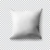 almohada cuadrada blanca en blanco sobre fondo transparente. ilustración vectorial realista. plantilla en blanco realista para su diseño. vector