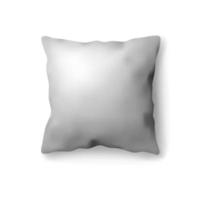 Realistic white bed room rectangle pillow on white isolated background. Vector illustration. Vector mockup design. Photorealistic template.