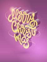 3d isometric typography Merry Christmas. Beautiful Christmas illustration with lettering for posters, greeting cards, invitations, banners. Hand drawn volume calligraphy. EPS10 vector