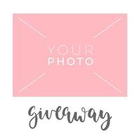 Giveaway banner template for social media with place for your photo. Vector hand drawn illustration. Great for social media. Vector template for contests in social networks.