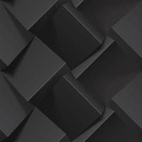 Dark abstract seamless geometric pattern. Realistic 3d cubes from black paper. Vector template for wallpapers, textile, fabric, wrapping paper, backgrounds. Texture with volume extrude effect.