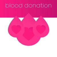 blood donation vector banner with hearts and drops