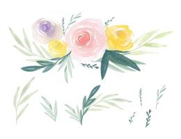 conjunto de rama floral. concepto de boda con flores. es perfecto para tarjetas de felicitación, invitaciones de boda, cumpleaños. vector