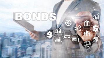 concepto de negocio de tecnología de banca de finanzas de bonos. red de mercado de comercio electrónico en línea foto