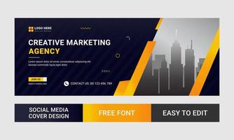 marketing digital y plantilla de diseño de portada de línea de tiempo corporativa vector