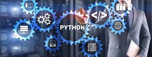 lenguaje de programación de alto nivel Python. concepto de tecnología de comunicaciones foto