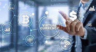 Virtual Currency Exchange Investment concept. Financial Technology Background photo