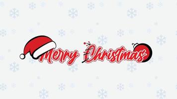 merry christmas background with hat, snow and decoration vector