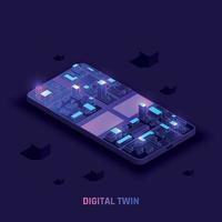 Digital Twin Technology Isometric Background vector