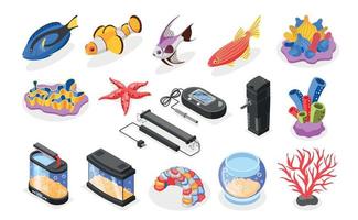 Aquarium Isometric Set vector