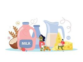 Milk Usage Flat Colored Composition vector