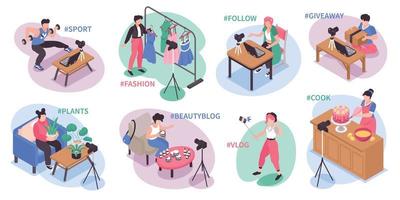 Blogger Isometric Set vector