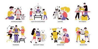 Children And Robot Compositions vector