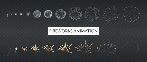 Firework Animation Transparent Set vector