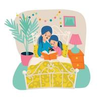 Mother Reading Book Composition vector