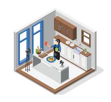 Cooking Show Isometric Colored Composition vector