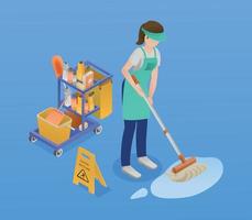 Isometric Professional Cleaning Service Composition vector