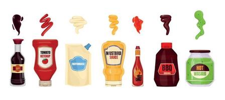 botellas de salsa de composición realista vector