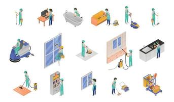 Professional Cleaning Service Isometric Icon Set vector