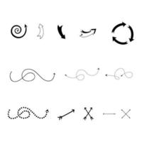 hand drawn arrow shape icon set vector