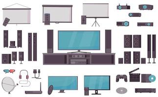 Home Theater System Flat Set vector