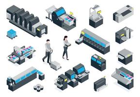 Isometric Polygraphy Color Colored Icon Set vector