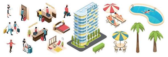 Hotel Isometric Set vector