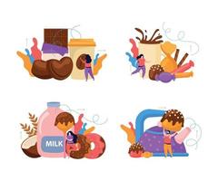 Conjunto de composiciones de chocolate vector