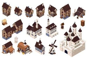 conjunto de iconos de arquitectura medieval vector