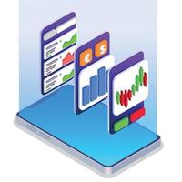 Isometric Stock Exchange Financial Market Trading Composition vector