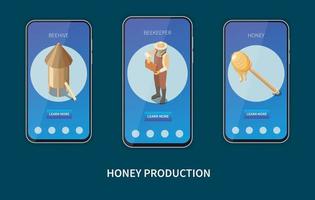 Honey Production Mobile Website Design vector