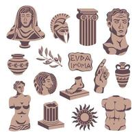 conjunto de iconos de estatuas antiguas vector